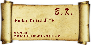 Burka Kristóf névjegykártya
