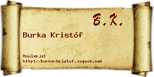 Burka Kristóf névjegykártya